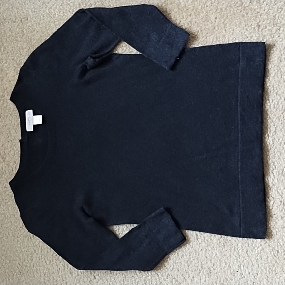Ann Taylor Sweaters - Ann Taylor Petite Crew Neck Sweater Classic Neutral Black Dark Gray Women's XXSP